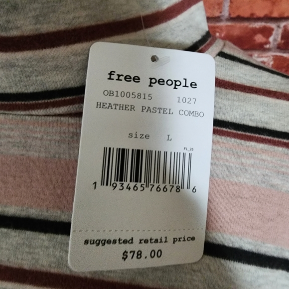 Free People Steph Striped Shirt Large NWT - Picture 8 of 8